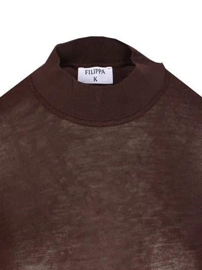 Filippa K Knitwear Crewneck Long Sleeve Mock Neck In Brown