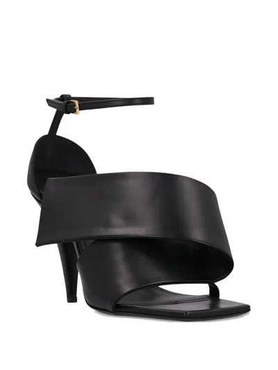 Givenchy Sliced Square Heeled Sandals In Leather In Black