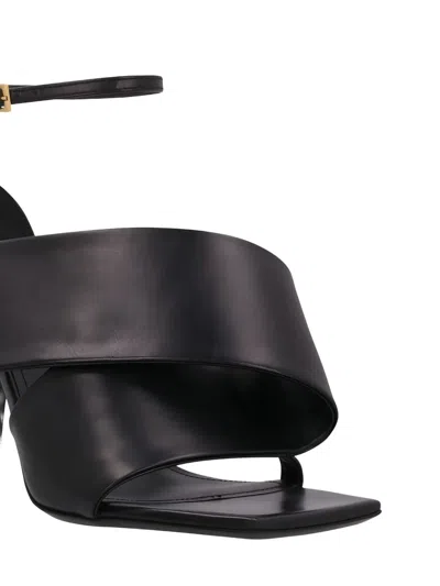 Givenchy Sliced Square Heeled Sandals In Leather In Black