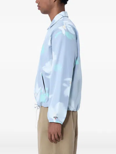 Noah Floral-print Snap-button Overshirt In Blue