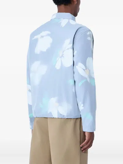 Noah Floral-print Snap-button Overshirt In Blue