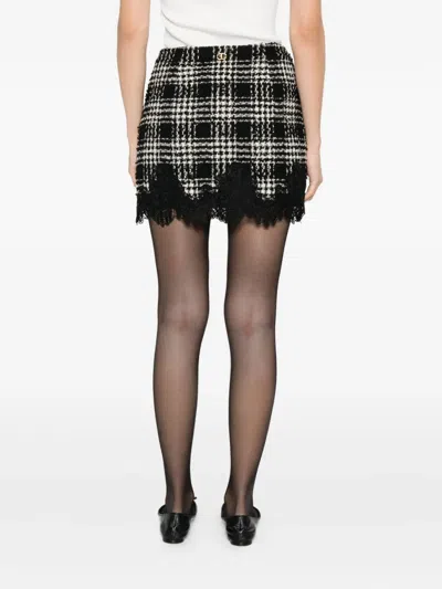 Twinset Mini Skirt With Checkered Pattern In Black