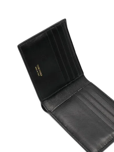 Tom Ford Crocodile Print Leather Wallet In Black