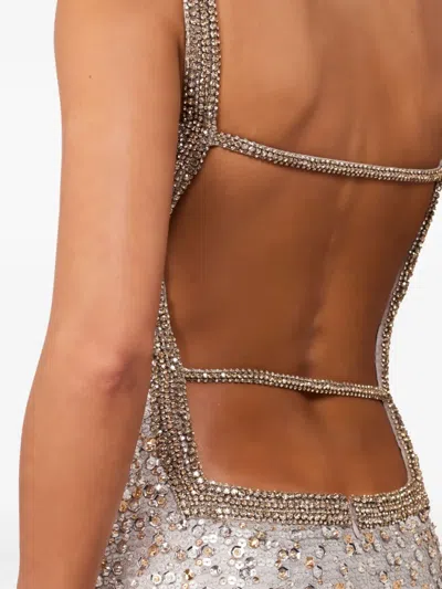 Jenny Packham Lotus Sequin-embellished Open-back Maxi Dress In Gray