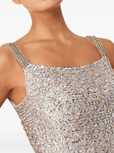 Jenny Packham Lotus Sequin-embellished Open-back Maxi Dress In Gray