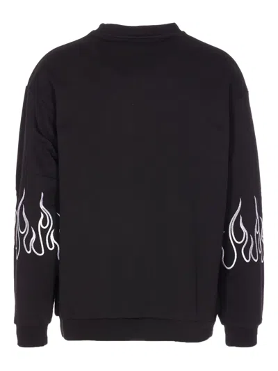 Vision Of Super Logo And Flames Print Sweatshirt In Black