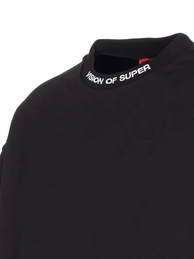 Vision Of Super Logo And Flames Print Sweatshirt In Black