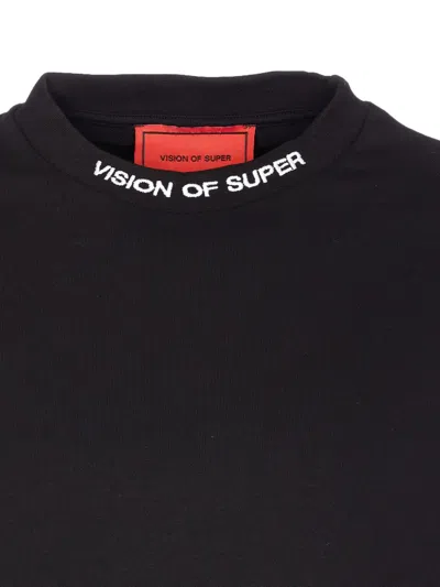 Vision Of Super Logo And Flames Print Sweatshirt In Black