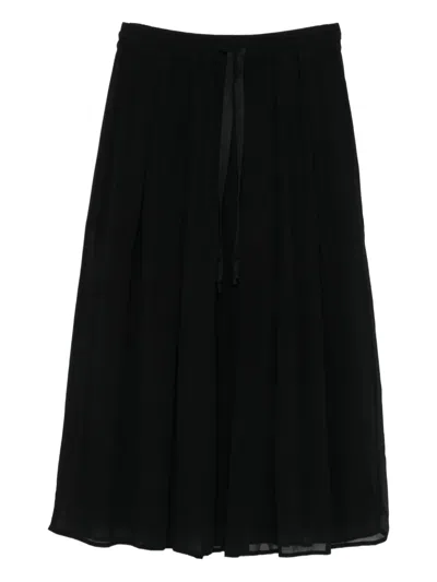 Kristensen Du Nord Pleated Drawstring Skirt In Black