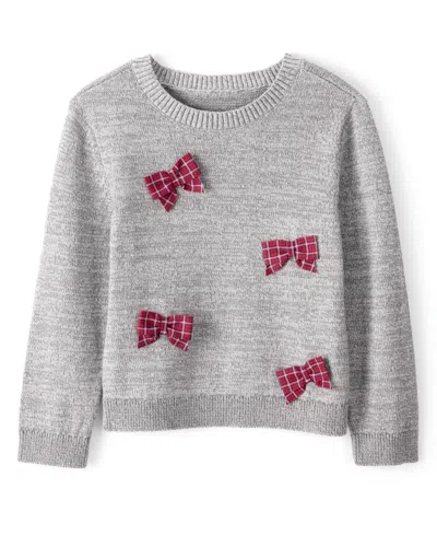 Carter's Toddler Girls Bow Long Sleeve Sweater In Gray