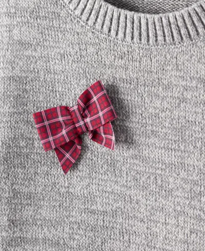 Carter's Toddler Girls Bow Long Sleeve Sweater In Gray