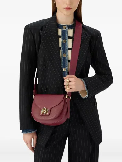 Furla Lotus Curved-flap Cross Body Bag In Red