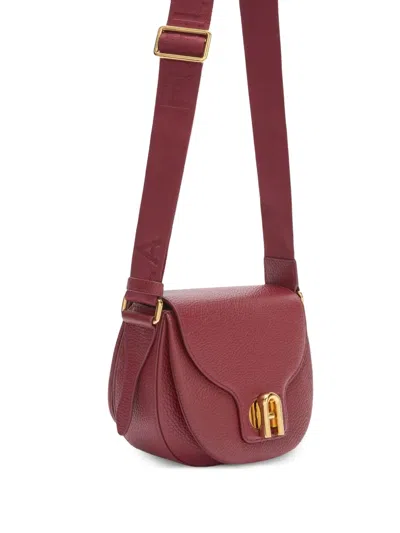 Furla Lotus Curved-flap Cross Body Bag In Red