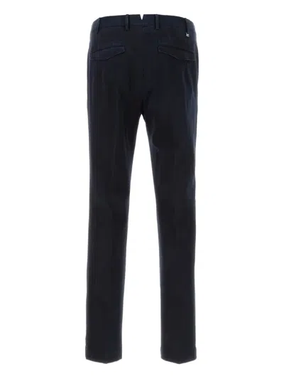 Pt Torino Stretch Cotton Trousers With Pockets And Loops In Blue
