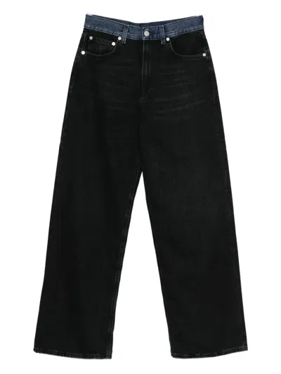 对比裤腰牛仔裤