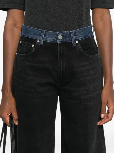 对比裤腰牛仔裤