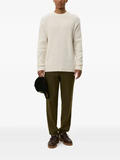 Les Deux Eddie Wool Rib Crew Neck Knit Sweater In White