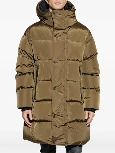 Dsquared2 Hooded Quilted Puffer Coat In Brown