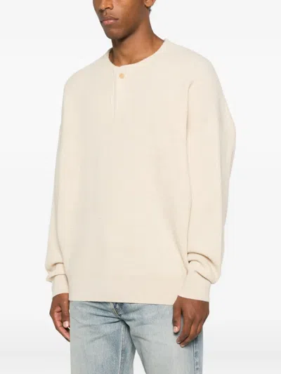 Fear Of God Button-front Waffle-knit Sweater In Neutral