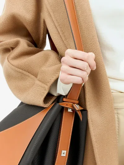 Max Mara Logo-detail Leather Triangular Shoulder Bag In Brown