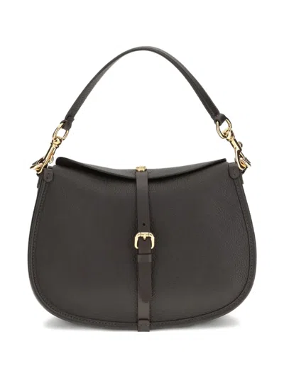 Etro Women Medium Grained Leather Shoulder Bag With Buckle In Black