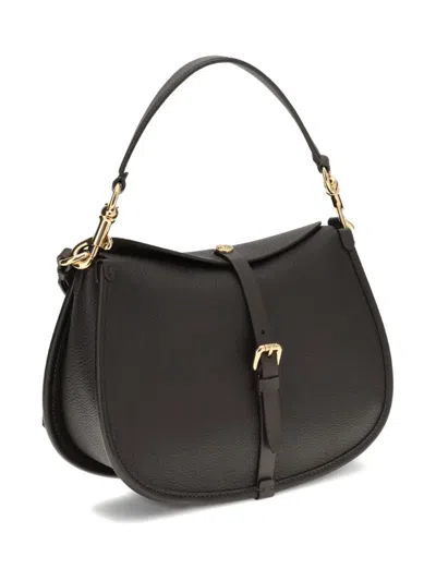 Etro Women Medium Grained Leather Shoulder Bag With Buckle In Black