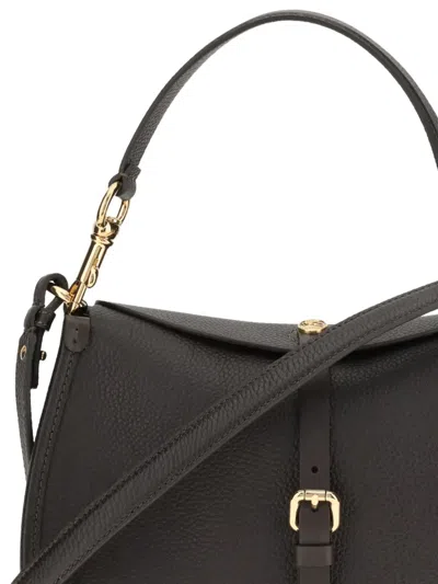 Etro Women Medium Grained Leather Shoulder Bag With Buckle In Black