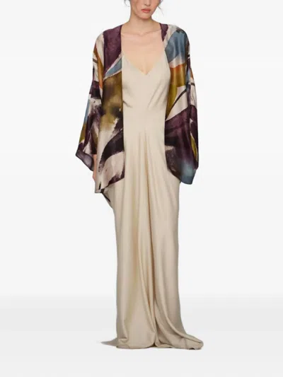 Yangkehan Abstract-print Silk Cardigan In Multi