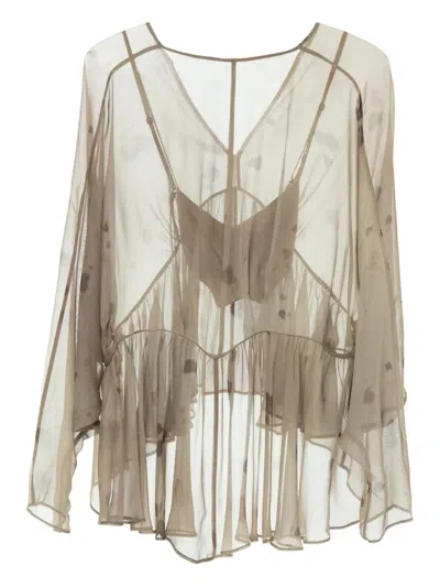 Yangkehan Ruffled Blouse In Neutral