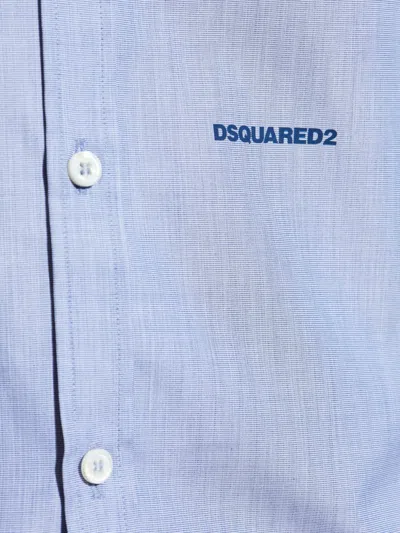 Dsquared2 Logo-embroidered Cotton Shirt In Blue