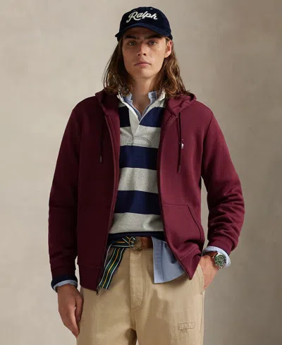 Polo Ralph Lauren Men's Double-knit Full-zip Hoodie In Burgundy