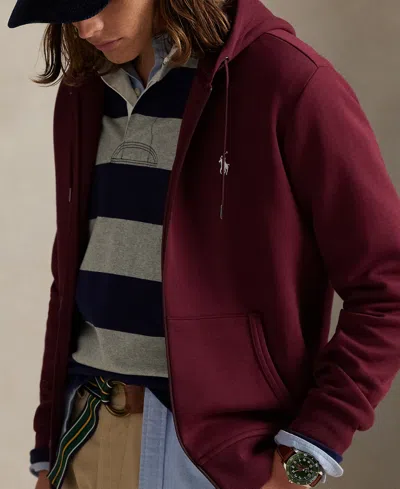 Polo Ralph Lauren Men's Double-knit Full-zip Hoodie In Burgundy
