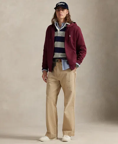 Polo Ralph Lauren Men's Double-knit Full-zip Hoodie In Burgundy