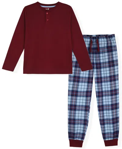 Max & Olivia Little And Big Boys 2-piece Knit Top And Plaid Jogger Pants Set In Red