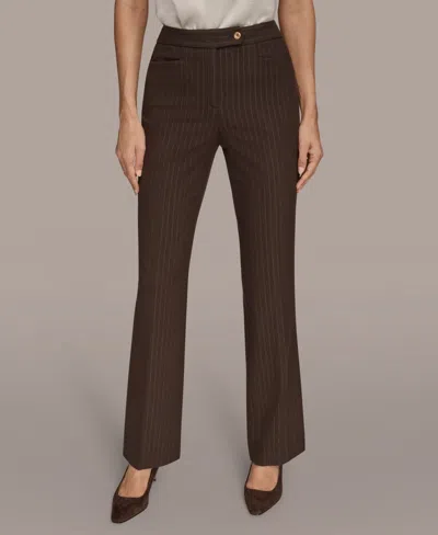 Donna Karan Women's Mid Rise Straight Fit Pinstripe Pants In Burgundy