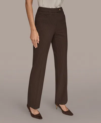 Donna Karan Women's Mid Rise Straight Fit Pinstripe Pants In Burgundy