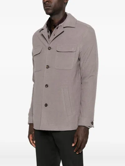 Eleventy Button-fastening Patch-pocket Jacket In Brown