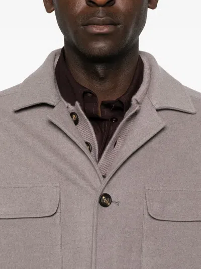 Eleventy Button-fastening Patch-pocket Jacket In Brown