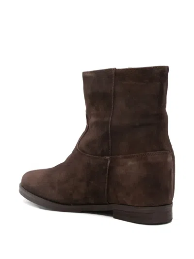 Julie Dee Ankle Boots Inside Wedge In Dark Brown Suede In Brown