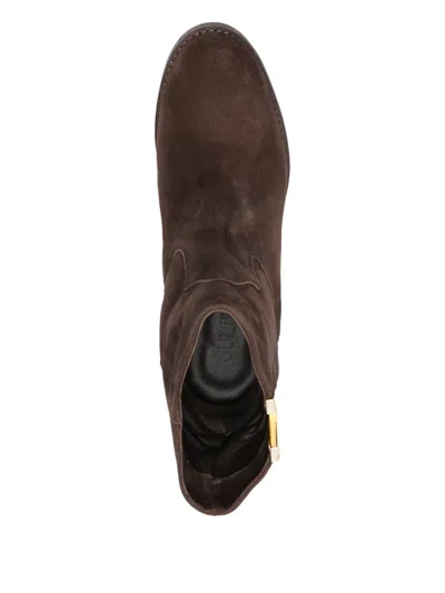 Julie Dee Ankle Boots Inside Wedge In Dark Brown Suede In Brown