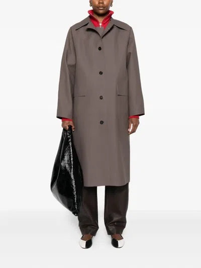Kassl Editions Flap-pocket Buttoned Coat In Brown