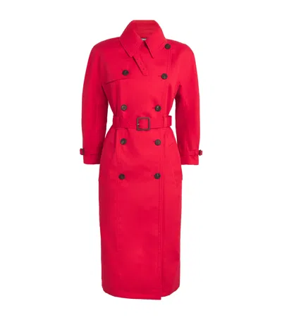 Jacquemus Belted Trench Coat With Structured Collar In Red