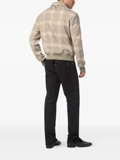 Billionaire Check-crest Bomber Jacket In Neutral