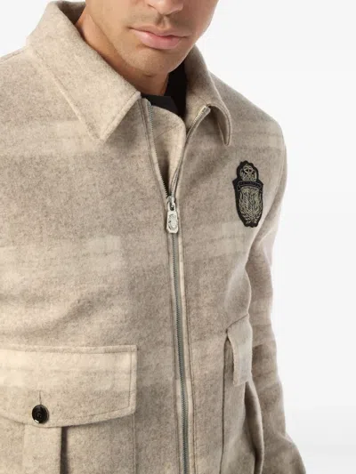 Billionaire Check-crest Bomber Jacket In Neutral
