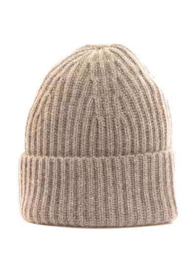 Lisa Yang Ribbed Beanie Hat In Neutral