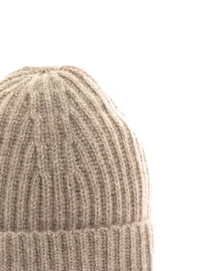 Lisa Yang Ribbed Beanie Hat In Neutral