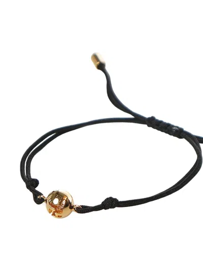 Fendi Sphera Drawstring Bracelet In Black