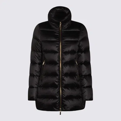 Moorer Long Quilted Down Jacket With High Collar In Black