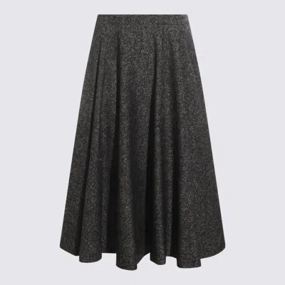 Dolce & Gabbana Midi Circle Skirt In A Dotted Wool Blend Dolce E Gabbana In Gray