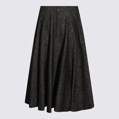 Dolce & Gabbana Midi Circle Skirt In A Dotted Wool Blend Dolce E Gabbana In Gray